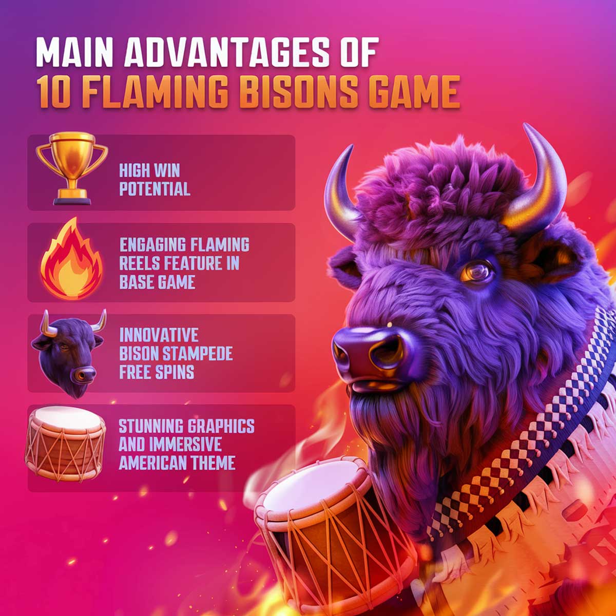 10 Flaming Bisons slot machine game